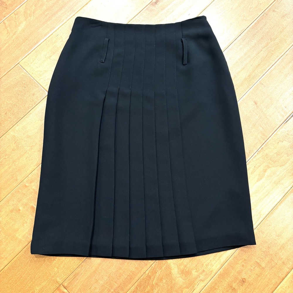 Laura Clement Women’s Black Midi Pleated Skirt Size 6 Preppy Schoolgirl